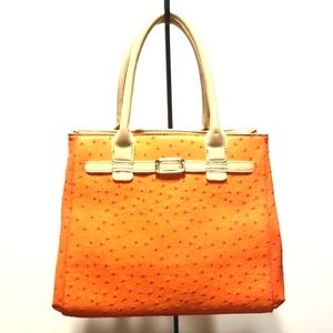 Hynes Eagle Victory faux Ostrich leather tangerine orange colour shoulder bag